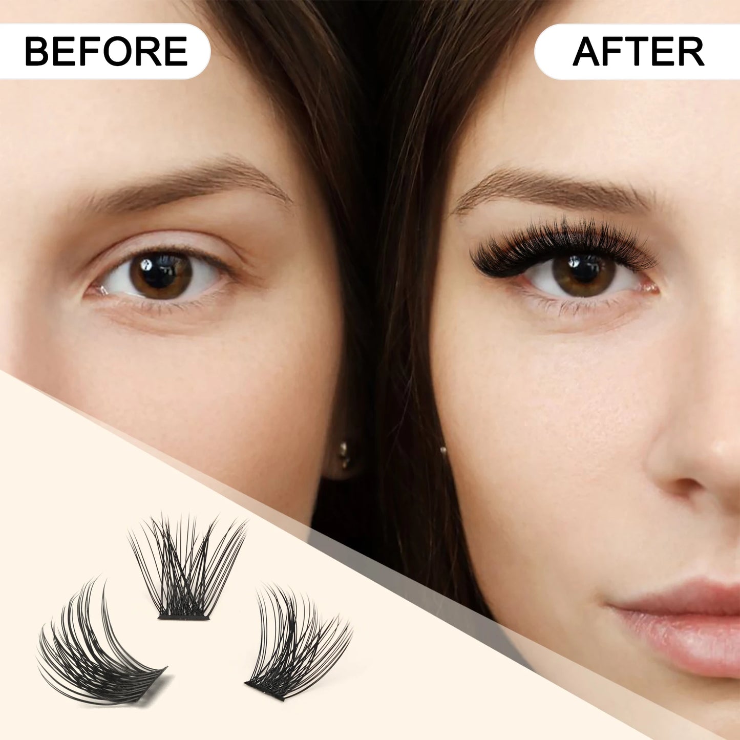 72pcs Lash Clusters Kit Bond and Seal Eyelash Glue Long Lasting Premade Fan Eyelash Extensions Glue Remover DIY Lashes