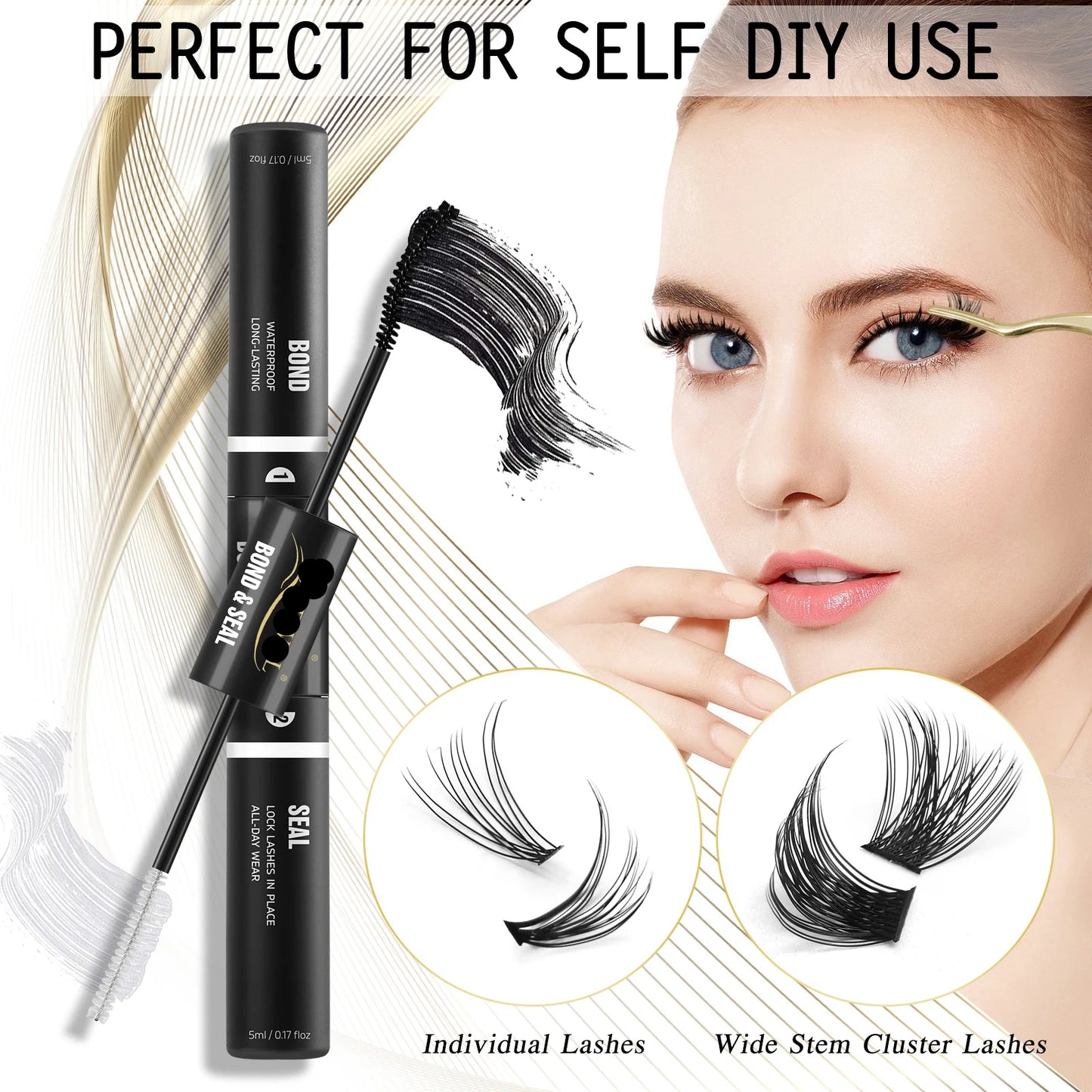 72pcs Lash Clusters Kit Bond and Seal Eyelash Glue Long Lasting Premade Fan Eyelash Extensions Glue Remover DIY Lashes