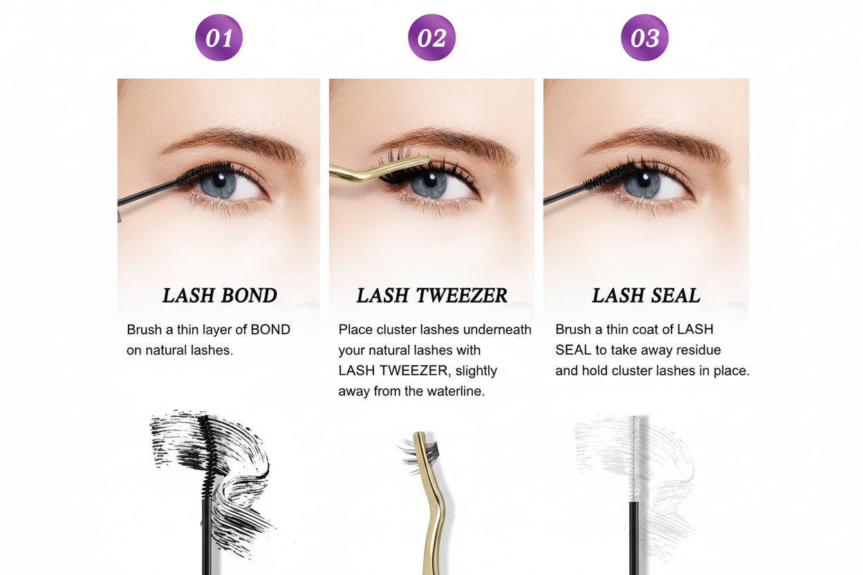 72pcs Lash Clusters Kit Bond and Seal Eyelash Glue Long Lasting Premade Fan Eyelash Extensions Glue Remover DIY Lashes