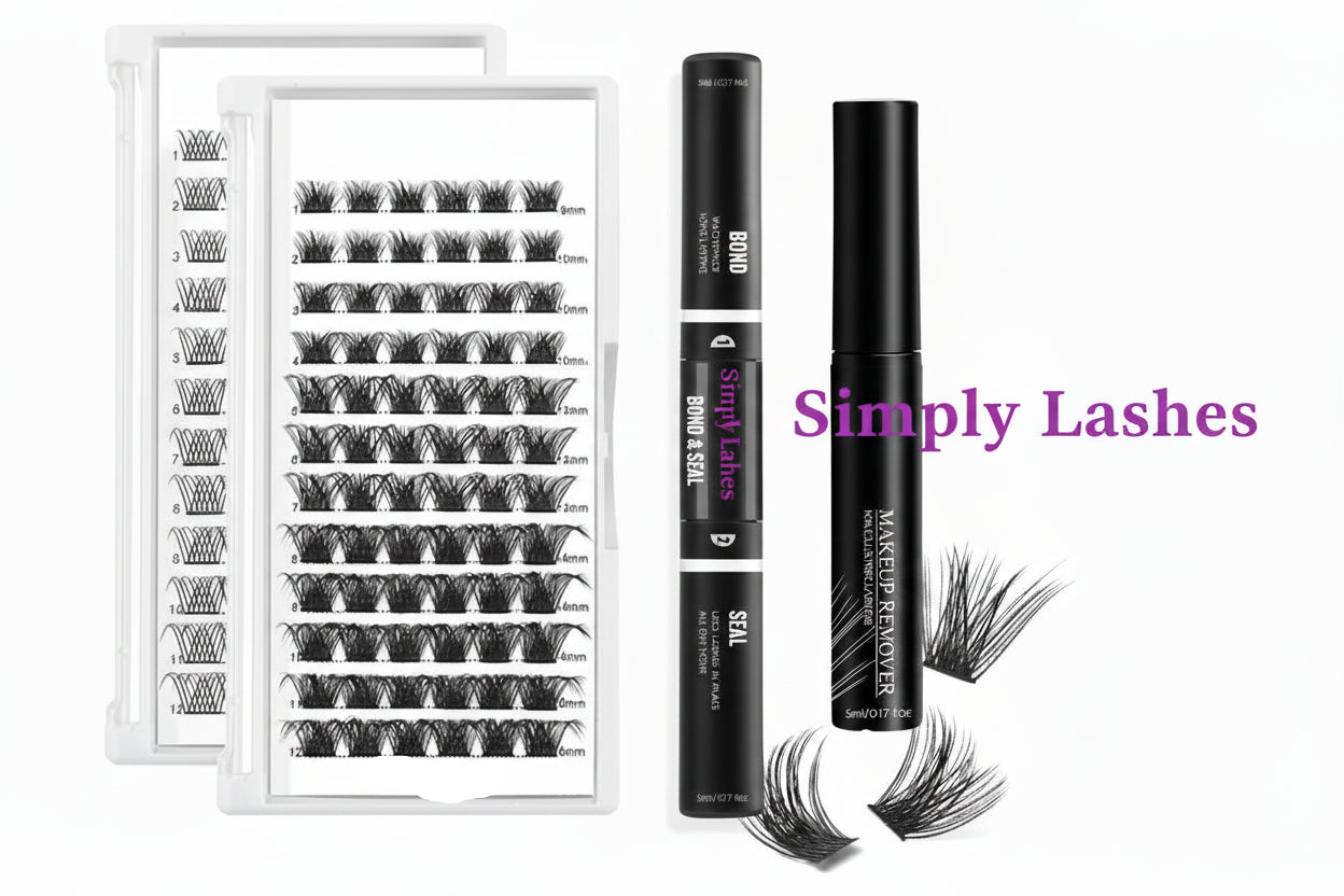72pcs Lash Clusters Kit Bond and Seal Eyelash Glue Long Lasting Premade Fan Eyelash Extensions Glue Remover DIY Lashes